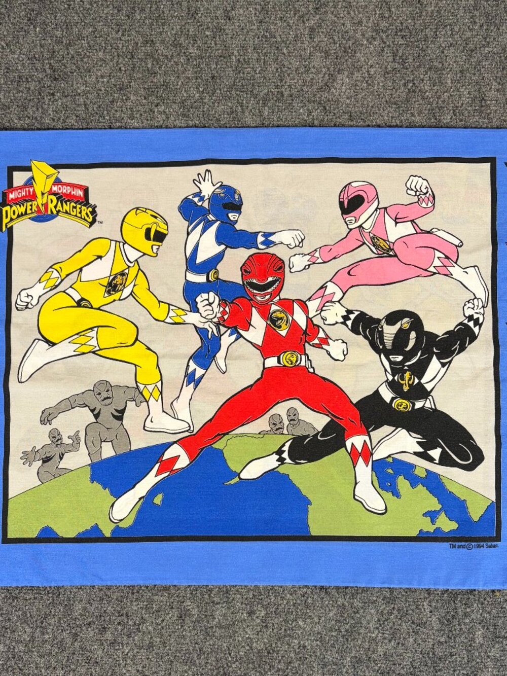 Vintage Mighty Morphin Power Rangers double sided 1994 Saban Pillowcase Standard